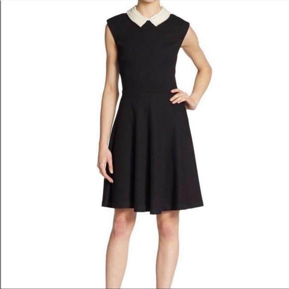 Betsey Johnson Dresses & Skirts - Betsey Johnson Black Knit Dress Pearl Beaded Collar Dress